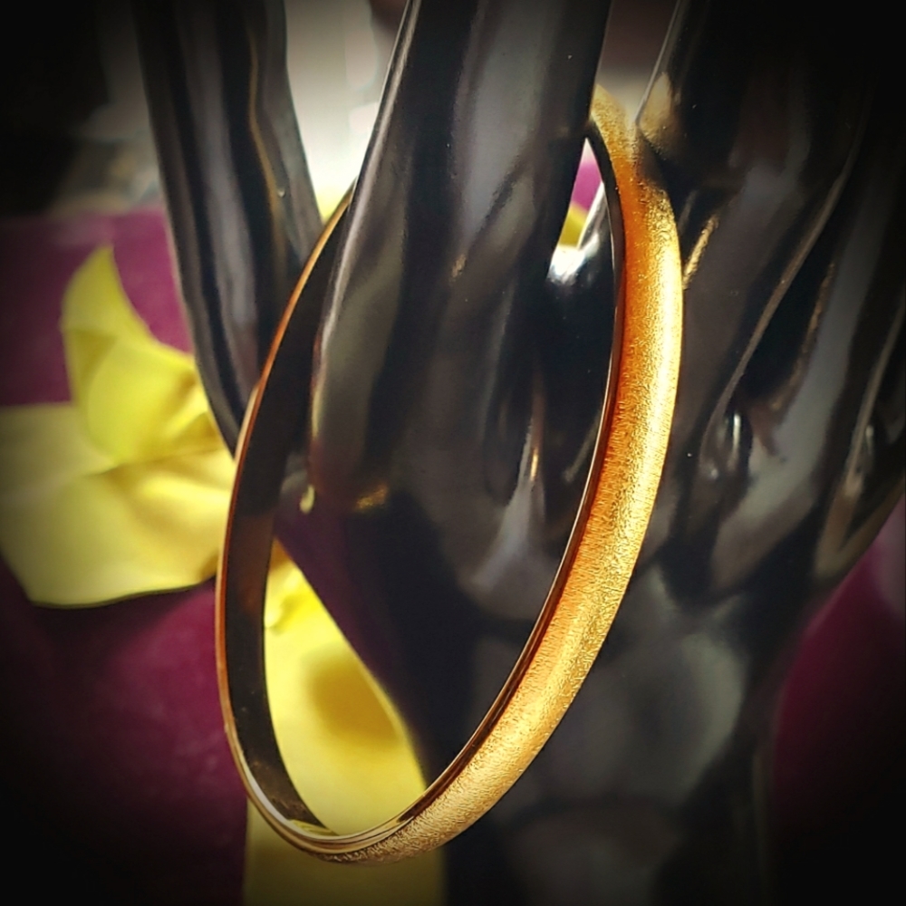 MONET Bangle Bracelet - Signed - Brushed Gold-Tone - LG - EVC